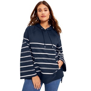 June + Vie by Roaman's Women's Plus Size Bell-Sleeve French Terry Sweatshirt - 1 of 4
