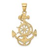 Black Bow Jewelry 14k Yellow Gold Large Anchor, Ship's Wheel and Rope Pendant - 3 of 4