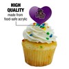 NCAA Whittier College Primary Logo Heart Love Cupcake Picks Toppers Decoration Set of 6 - 3 of 4