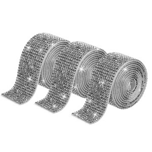 Unique Bargains Self-Adhesive DIY Crafts Decorations Crystal Rhinestone Diamond Ribbon 3 Rolls - 1 of 4