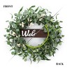 20" Eucalyptus Wreaths for Front Door, Spring Wreath Green Eucalyptus Wreath with Wood Welcome Sign - 2 of 4