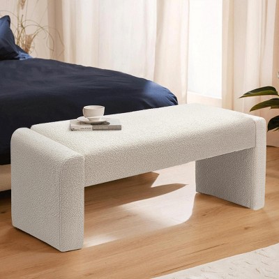 Kaia 47" Faux Shearling Look Waterfall Upholstered Bench-Maison Boucle