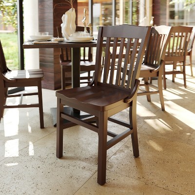 Traditional Walnut Wood Slat Back Dining Chair