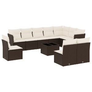 vidaXL Garden Sofa Set Brown PE rattan Large Modular Garden Sofa Set - 1 of 4