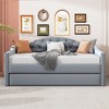 NicBex Twin Size Daybed Upholstered Frame Day Bed with Trundle, Sleeper Sofa with Tufted Button and Copper Nail for Apartment - 3 of 4