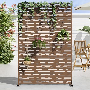 Dovelina Outdoor Freestanding Metal Privacy Screen Decorative Garden Fence - 1 of 4