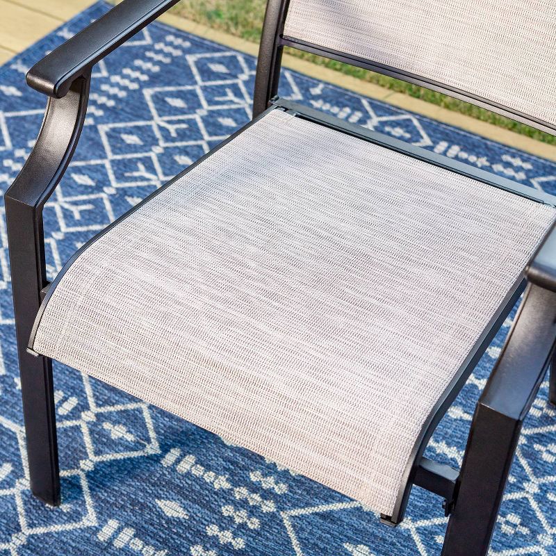 2pk Outdoor Dining Chairs with Sling Seat, Metal Frame &#38; Armrests - Captiva Designs, 6 of 11