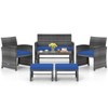 Costway 6PCS Patio Furniture Set Outdoor Sectional Conversation PE Rattan Sofa Set Black/Gray/Navy/Red/White/Turquoise - 2 of 4