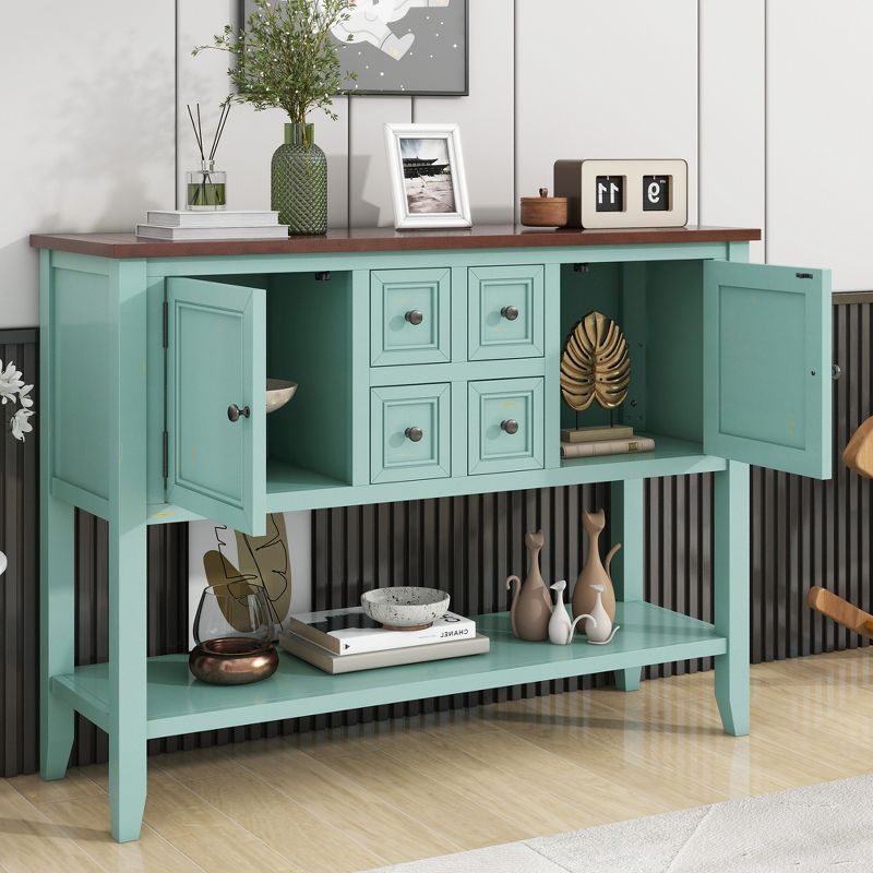 Vintage Console Table, Buffet Sideboard Cabinet with Four Small Drawers and Bottom Shelf-ModernLuxe, 2 of 14