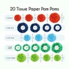 EpiqueOne 20-Piece Tissue Paper Pom Poms Party Decorations Kit - Orange, Blue, Teal, Green & Light Green | 6", 8", 10", 12" & 14" - 3 of 4