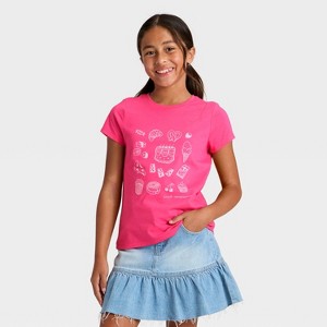 Girls' Short Sleeve 'Pastries' Graphic T-Shirt - Cat & Jack™ Pink - 1 of 4