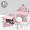 Big Dot of Happiness Pink Winter Wonderland - Treat Box Party Favors - Holiday Snowflake Birthday Party and Baby Shower Goodie Gable Boxes - Set of 12 - 3 of 4