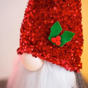 Evergreen Plush Gnome with Sequin Hat Table Decor, Set of 2 - 1 of 4