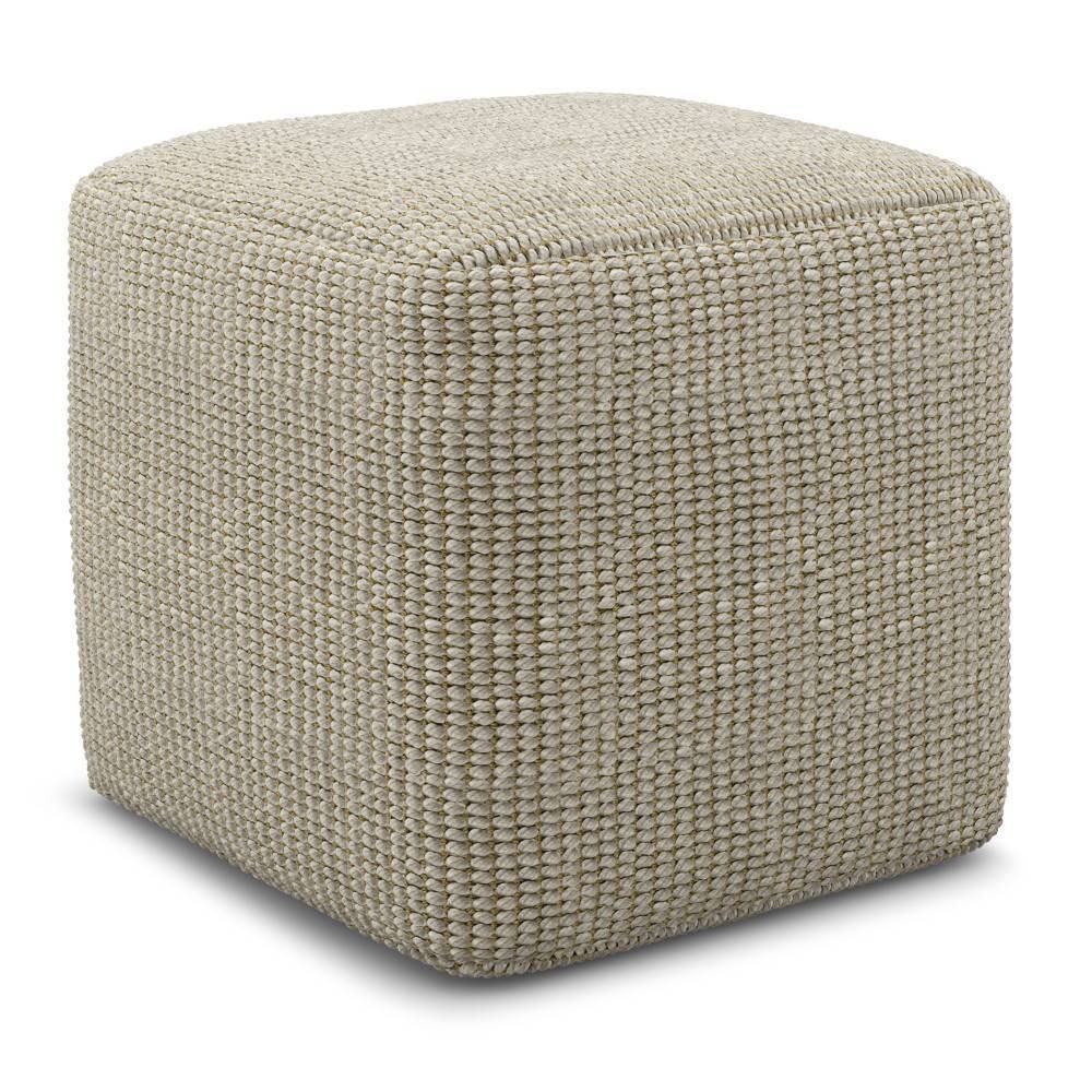 Photos - Pouffe / Bench Isadora Square Woven PET Polyester Pouf Cream/Natural - WyndenHall: Indoor