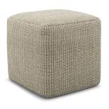 Isadora Square Woven PET Polyester Pouf Cream/Natural - WyndenHall