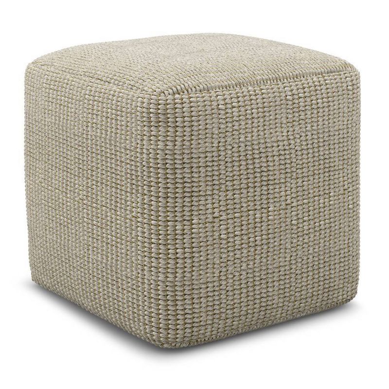 Isadora Square Woven PET Polyester Pouf Cream/Natural - WyndenHall, 1 of 8
