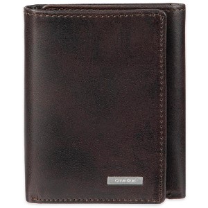 Generic Men's Two-Tone Leather Trifold Wallet, Brown, One Size - 1 of 4