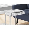 Monarch Specialties Accent Table C-Shaped End Side Snack Storage Drawer Living Room Bedroom Metal Laminate White Marble Look Grey Contemporary Modern - 3 of 4