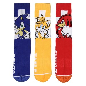 Sonic The Hedgehog Socks Adult Checker Board Character Design 3-Pack Crew Socks - 1 of 4