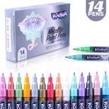 PINTAR Premium Metallic Paint Pens - 14 Pack Fine Tip Paint Pens For Rock Painting, Stone, Ceramic, Glass, Wood, Fabric, Porcelain and Paper