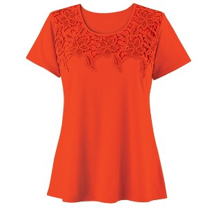 Collections Etc Beautiful Lace Trimmed Top - 1 of 4