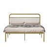FURNIinspire Beds Queen Size Metal Bed Frame Modern Platform Bed with Upholstered Headboard Cushion, Bedroom Furniture, Gold, 82.44"*60.7"*41.73" - 2 of 4