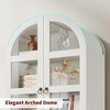 72" Tall Arched Kitchen Pantry Cabinet, Farmhouse Wood Pantry Storage Cabinet with 2 Large Drawers, Glass Door - 3 of 4