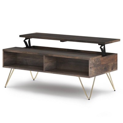 48 Rhonda Solid Mango Wood Coffee Table Dark Cognac Brown - Wyndenhall :  Target