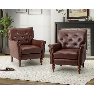 Bonita Transitional Vegan Leather Armchair With Removable Seat