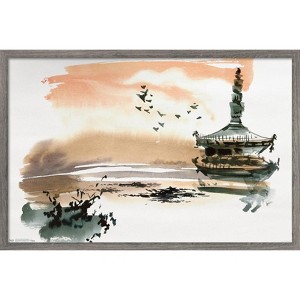 Trends International China Landscape with Pagoda Framed Wall Poster Prints - 1 of 4