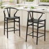 Lyngins Wishbone Bar Stools Set of 1 with Curved Backrest,Kitchen Chairs with Ash Wood Legs,Counter Stools for Kitchen Island,Pub - 2 of 4