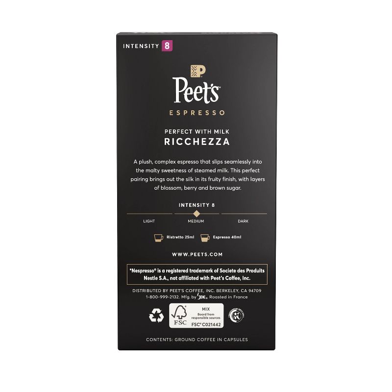 Peet&#39;s Espresso Ricchezza Medium Roast Aluminum Capsules - 10ct/1.87oz, 3 of 6