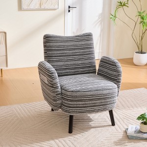 Upholstered Accent Chair Modern Armchair Cozy Reading Chair with Ergonomic Backrest & Storage Pocket - ModernLuxe - 1 of 4