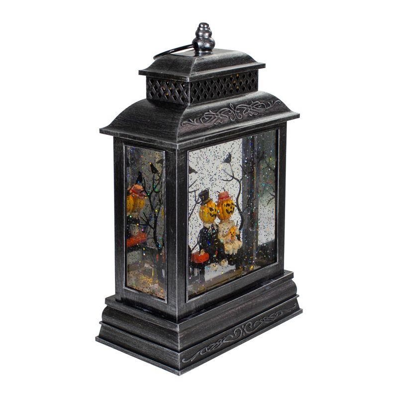 Northlight 11.5"Lighted Black Halloween Snow Globe Lantern with Pumpkin Couple, 3 of 6