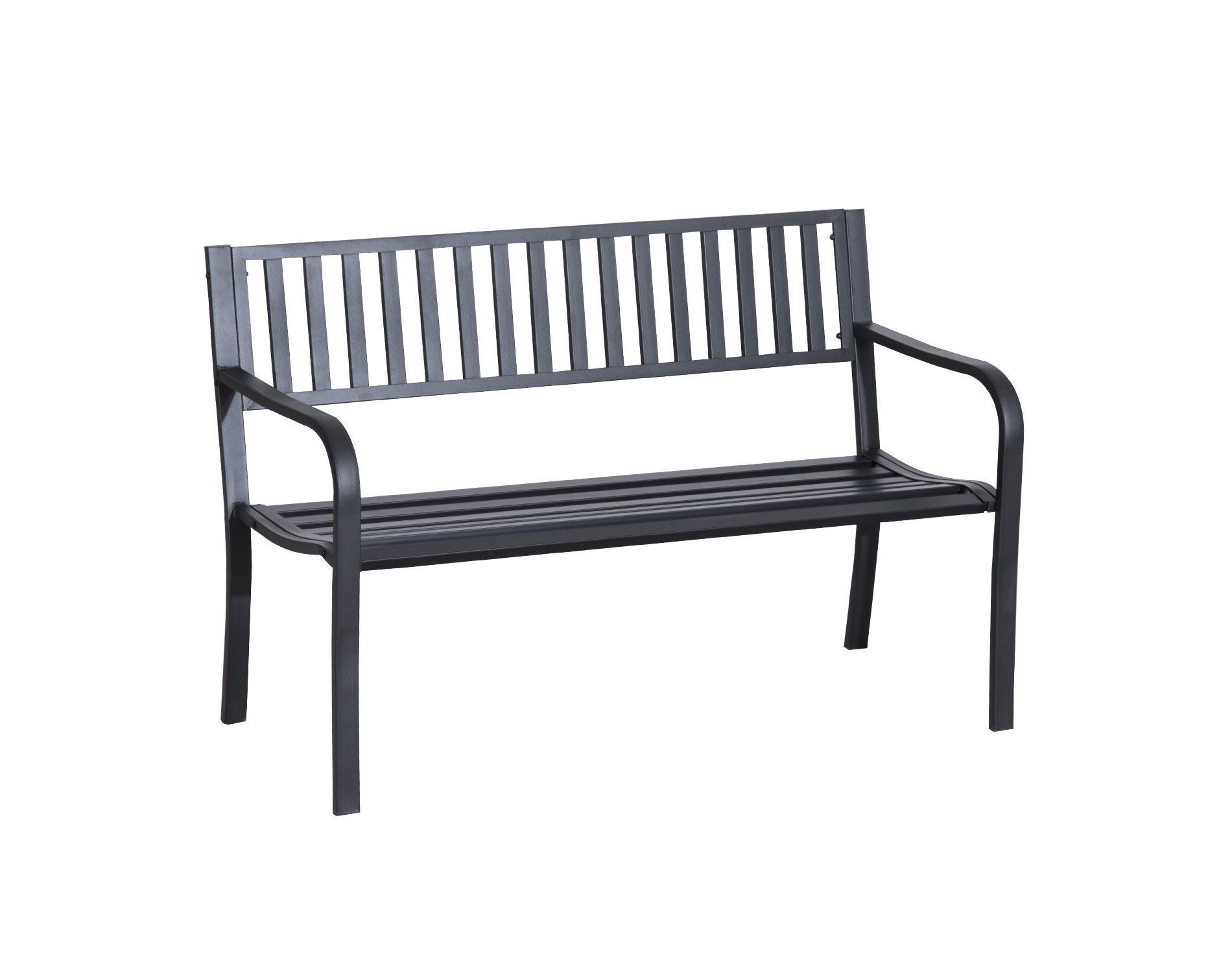 Dexmalle 50" Black Metal Patio Garden Bench