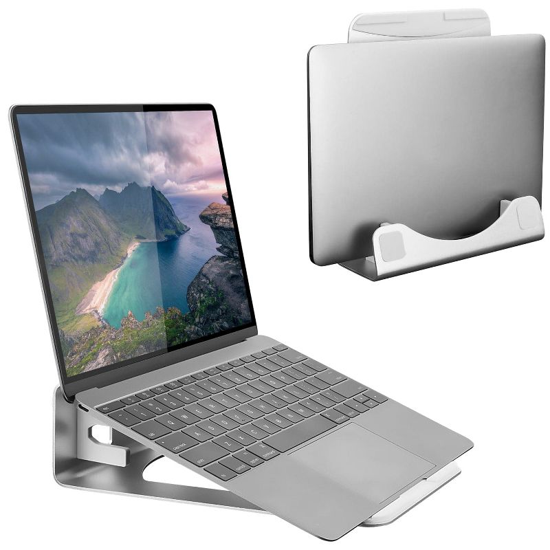 Mount-It! Vertical Laptop Stand - Aluminum Vertical Laptop Holder | 2 in 1 Laptop Riser for Desk | Vertical MacBook Stand for MacBook Air, MacBook Pro, 1 of 4