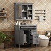 Gulches 30'' Modern Freestanding Bathroom Vanity Set - Top Sink, Mirror Cabinet, 2 Drawers + Tip-out Drawer, Soft-Closing Single Sink Storage - 2 of 4