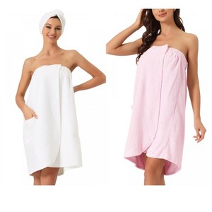 INSPIRE CHIC Women's 2 Pcs Bath Gym Towel Wrap with Shower Cap Spa Robe - 1 of 4