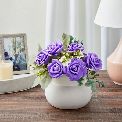 Lavender Silk Foam Roses Arrangement for Outdoor Decor, 100 Pack