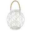 15" x 15" Woven Rattan/Glass Lantern with Burlap Jute Rope Handle White - Olivia & May - image 4 of 4