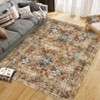 Vintage Oriental Rhombus Printed Rug- Retro Distressed Tone ,Low-Pile,Washable,Non-Slip,Rugs for Living Room,Bedroom, Kitchen - 3 of 4