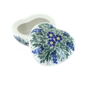 Blue Rose Polish Pottery 21A WR Unikat Heart Box - 1 of 1