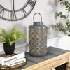 Northlight Laser-Cut Large Iron Candle Lantern with Handle - 15.25" - Gray and Gold - 3 of 4