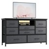 Dresser TV Stand with Power Outlet & LED Lights for 55'' TV，8 Drawers Entertainment Center, Fabric Chest of Drawers with Wood Top,  Black - 2 of 4