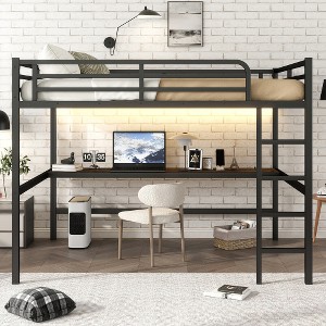 Ridstar 81.9 in. W Metal Queen Size Loft Bed-Black - 1 of 4