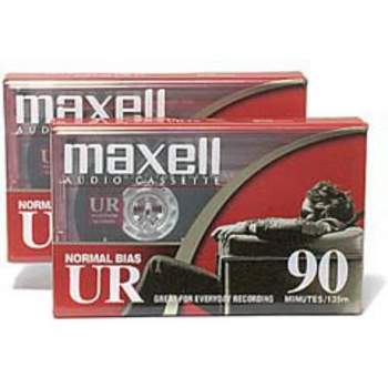 Maxell 109024 UR-90 2PK Normal Bias Audio Cassettes 90 Minutes With Cases 2 Pack
