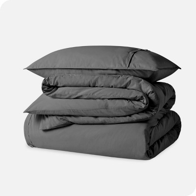 Twin/Twin XL Gray Organic Cotton Percale Duvet Cover Set