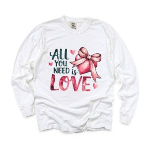 Simply Sage Market Women's All You Need Is Love Coquette Long Sleeve Garment Dyed Tee - 1 of 3