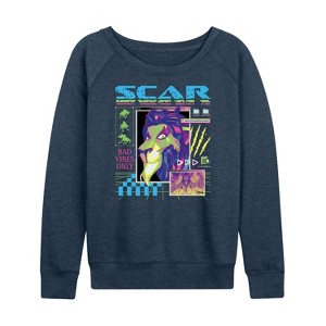 Women's - Disney - Scar Vapor Wave Lightweight French Terry Wide Neck Long Sleeve Shirt - 1 of 4