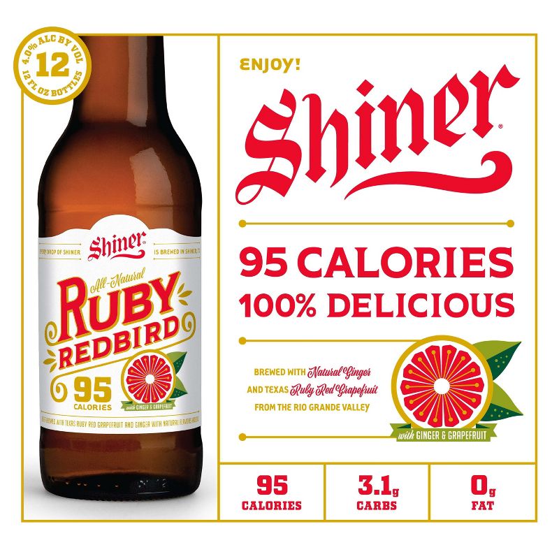 Shiner Ruby Redbird Grapefruit Beer - 12pk/12 fl oz Bottles, 4 of 8